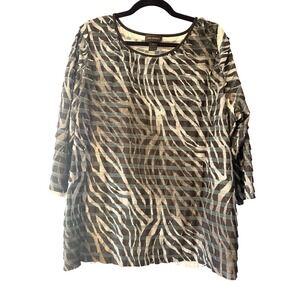 Lane Bryant Blouse Tunic Womens 22/24 Black Animal Print Lined Relaxed